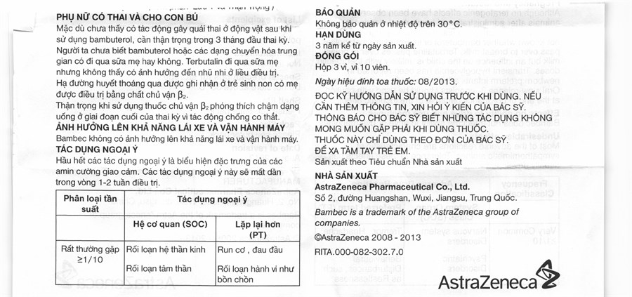 Bambec 10mg trị hen suyễn, viêm phế quản